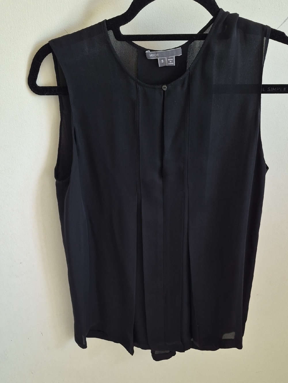 Vince Black Sleeveless Pleated Front Camisole